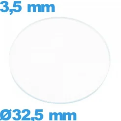 Verre verre minéral circulaire montre 32,5 mm