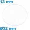 Verre verre minéral de montre circulaire 32 mm