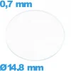 Verre verre minéral de montre circulaire 14,8 mm