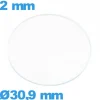 Verre verre minéral de montre circulaire 30,9 mm