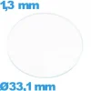 Verre verre minéral montre circulaire 33,1 mm