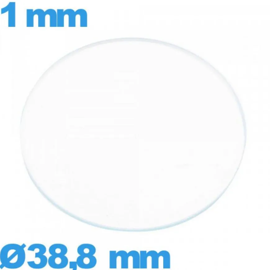 Verre verre minéral montre circulaire 38,8 mm
