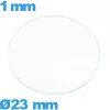 Verre verre minéral pour montre circulaire 23 mm