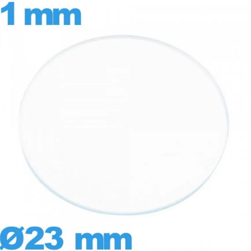 Verre verre minéral pour montre circulaire 23 mm