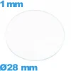 Verre verre minéral pour montre circulaire 28 mm